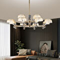 Apliqa Ekerd 12'li Gold 100 Watt Yuvarlak Kristalli Modern Sarkıt Salon Led Avize