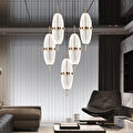 Apliqa Liona 5'li Yuvarlak 50 Watt Gold Krisatlli Modern Salon Oturma Odası Sarkıt Led Avize