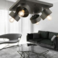 Apliqa Meriç 4'lü Siyah Plafonyer Modern Retro Genç Odası Mutfak Salon Avize