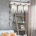 Apliqa Nikola 3lü Krom Kristalli Taşlı Modern Tasarım Kristal Salon Avize
