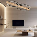Apliqa Asrın Siyah 2'li Kare 100 Watt Plafonyer Ahşap Desenli Modern Salon Led Avize