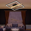 Apliqa April Siyah 58 Watt Plafonyer Kare Ahşap Desenli Modern Salon Led Avize