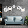 Apliqa Abbey 4'lü Krom Rengi Krom Camlı Yuvarlak Modern Oturma Odası Spot Salon Avize