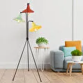 Apliqa Jadira 3lü Çok Renkli Modern Tasarım Retro 3 Ayaklı Abajur Lamba Metal Lambader