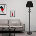 Apliqa Vance Siyah Şapkalı Siyah Modern Tasarım Ayaklı Abajur Lamba Metal Lambader