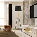 Apliqa Akasya Tripot Ayaklı Siyah Eskitme Dekoratif Salon Lambader