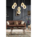Apliqa Amaya 6'lı Yuvarlak Gold Damla Başlıklı Modern Salon Led Avize