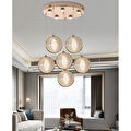 Apliqa Edward 6'lı 70 Watt Yuvarlak Gold Ledli Modern Salon Avize