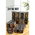 Vienev Beyaz Serigrafi Etiketli 24lü Peggy Kare Erzak Ve Baharat Full Set 8x(1,2, 0,55, 0,45) Ant