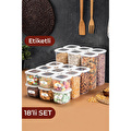 Vienev Foly Etiketli Kare Erzak Saklama Kabı 18'li Set 6x(0,55 Li̇tre, 1,2 Li̇tre, 1,75 Li̇tre)