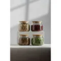 Rakle Basic Bambu Kapaklı 4'lü Cam Kavanoz Seti 350 Cc