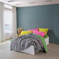 Cozy Home Popping Colors Çift Kişilik Lastikli Çarşaflı Nevresim Takımı Dazzle Yeşil