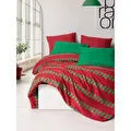 Cozy Home Festive Çift Kişilik Lastikli Çarşaflı Nevresim Takımı Holly Yeşil