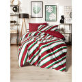Cozy Home festive Tek Kişilik Lastikli Çarşaflı Nevresim Takımı Merry Kırmızı