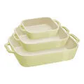 Staub Sermik 3 Parça Dikdörtgen Fırın Kabı Seti, Limon Yeşili