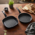 Bernardo Carolin 2 Parça Grill Tava Seti Siyah ( 26 Cm -28 Cm)