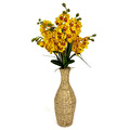 Biçiçek Luxury Sarı Singapur Orkide 120 Cm Hasır Bohem Vazoda