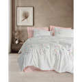 Cotton Box 3d Nakışlı Saten Çift Kişilik Nevresim Takımı Liva Pudra