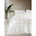 Cotton Box 3d Nakışlı Saten Çift Kişilik Nevresim Takımı Zephy Ekru