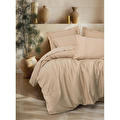 Cotton Box Jakarlı Saten Çift Kişilik Nevresim Takımı Florita Bej