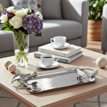 Cornella Floral Dekoratif Tepsi Silver Büyük En:25 Cm X Boy:43 Cm X Tümü :54 Cm