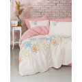 Cotton Box Puff Nakışlı Çift Kişilik Nevresim Takımı Bellis Pembe