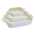 Staub Seramik Dikdörtgen Fırın Kabı Seti, 3 Parça, Bebek Mavisi