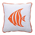 Mudo Home Mari̇n Fish Nakişli Kirlent Beyaz Turuncu 50x50 Cm