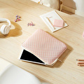 Ocean Home Textile Su İtici Leke Tutmaz Pembe Dama Desen Tablet Taşıma Çantası / Kılıfı 27 X 21 X 2 Cm
