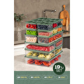 Vienev 19'lu Buzdolabı Dondurucu Organizer Ve Saklama Kabı Yeşil 12x(350ml) 4x(1,75lt) 2x(1,65lt) 1x(3,5lt)
