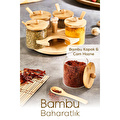 Vienev 5'li Bambu Standlı Ve Kaşıklı Cam Baharatlık