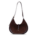 Bloominbag Crescente Walnut Suede Hakiki Deri Kadın Yarım Ay Formlu, El Yapımı Omuz Çantası