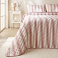 Ocean Home Textile Pamuklu Kapitoneli Bordo Renk Çizgi Desen Çift Kişilik Yatak Örtüsü Seti 1 Adet 250 X 230 / 2 Adet 50 X 70 Cm
