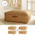 Ocean Home Textile 4'lü Büyük Boy Jüt Baza Altı Hurç Set 62 X 46 X 22 Cm