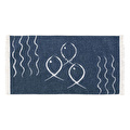 Mudo Home Larissa Fish Çi̇ft Tarafli Ki̇li̇m Laci̇vert Beyaz 80x150