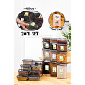 Vienev Renkli Etiketli 20li Peggy Dikdörtgen Saklama Kabı Seti 5x(1500-1150-800-400 Ml) Antrasit