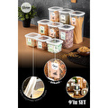 Vienev Renkli Etiketli Kare Erzak Saklama Kabı 9lu Set 3x(0,55 Litre, 1,2 Litre, 1,75 Litre) Beyaz