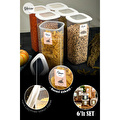 Vienev Renkli Etiketli Kare Erzak Saklama Kabı 6lı Set 1,75 Litre Beyaz