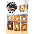 Vienev Renkli Etiketli 6lı Peggy Dikdörtgen Saklama Kabı Seti 3x(1500-1150 Ml) Antrasit