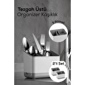 Vienev 2 Adet Tezgah Üstü Kaşık Düzenleyici 5 Bölmeli Organizer Kaşıklık Gri