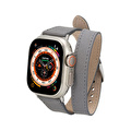 Bloominbag Alpine Slim Double Tour Stone Gray Hakiki Deri Apple Watch Kordonu - 44/45/46/49mm