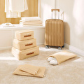 Ocean Home Textile 6'lı Jüt Keten Kumaş Bavul İçi Düzenleyici Set
