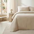 Ocean Home Textile Nakışlı Bej Çift Kişilik Yatak Örtüsü Seti 1 Adet 250 X 230 / 2 Adet 50 X 70 Cm