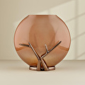 Cornella Gınger Antik Bronz Metal Detaylı Cam Vazo Büyük Ağız:17 Cm X Boy:33 Cm X Gövde:30 Cm