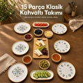 Vienev 15 Parça Bambu Sunumluklu Klasik Kahvaltı Takımı Seti