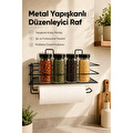 Vienev Yapışkanlı Siyah Metal Mutfak Rafı Ve Kağıt Havluluk