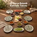 Vienev 15 Parça Bambu Sunumluklu Botanik Kahvaltı Takımı Seti