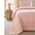 Ocean Home Textile %100 Pamuk Kumaş Kapitoneli Pembe Çok Amaçlı Tek Kişilik Yatak Örtüsü Seti 1 Adet 180 X 230 / 1 Adet 50 X 70 Cm