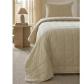 Ocean Home Textile %100 Pamuk Kumaş Kapitoneli Bej Çok Amaçlı Tek Kişilik Yatak Örtüsü Seti 1 Adet 180 X 230 / 1 Adet 50 X 70 Cm