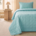 Ocean Home Textile %100 Pamuk Kumaş Kapitoneli Mint Çok Amaçlı Tek Kişilik Yatak Örtüsü Seti 1 Adet 180 X 230 / 1 Adet 50 X 70 Cm